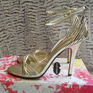 Chinese Laundry Gold "Legendary" Strap Heels